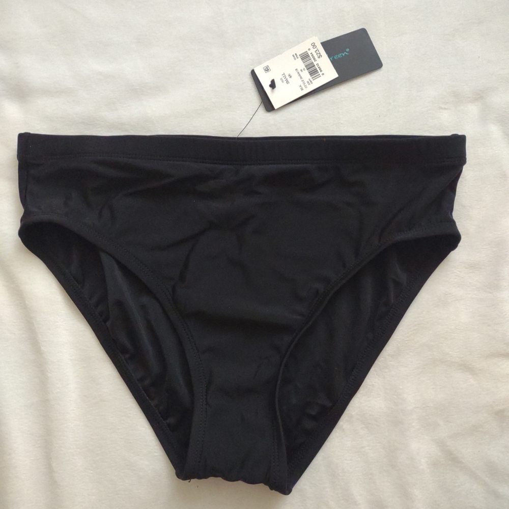 NWT Women's Aquagreen Swimwear Black Bikini Bottom || Small